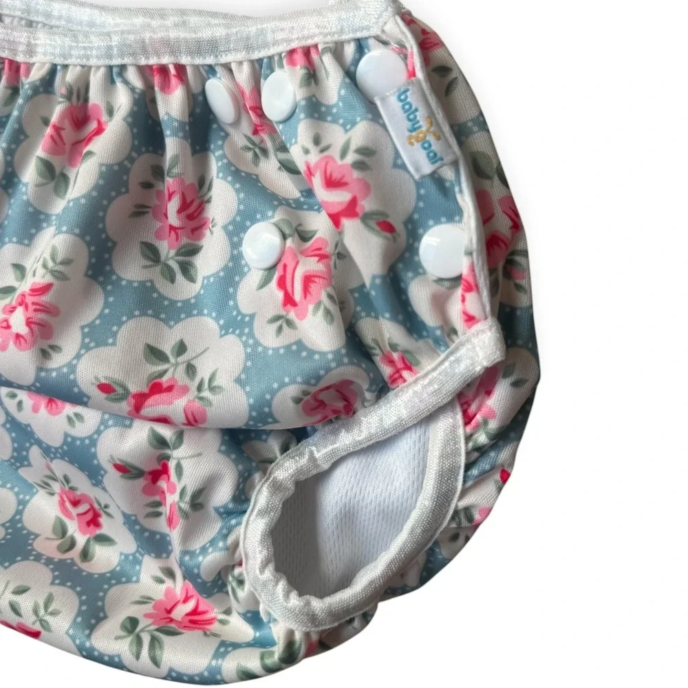 Babygoal Reusable Cloth Diaper Cover Blue Floral Pink Rose Adjustable Snaps